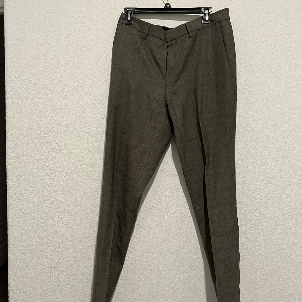 Reaction Kenneth Cole Black Gray Plaid Business Workwear Pant Size 34x34